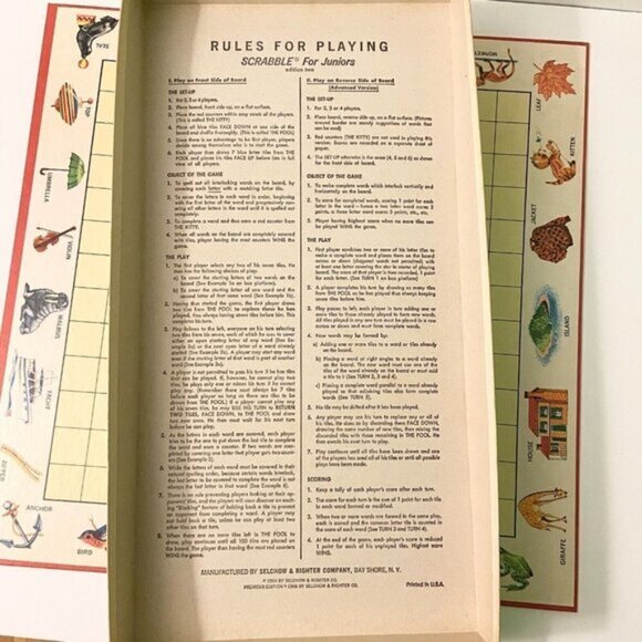 Vintage 1964 Scrabble Crossword Game for Juniors  Selchow and Righter Word Game - Picture 8 of 11